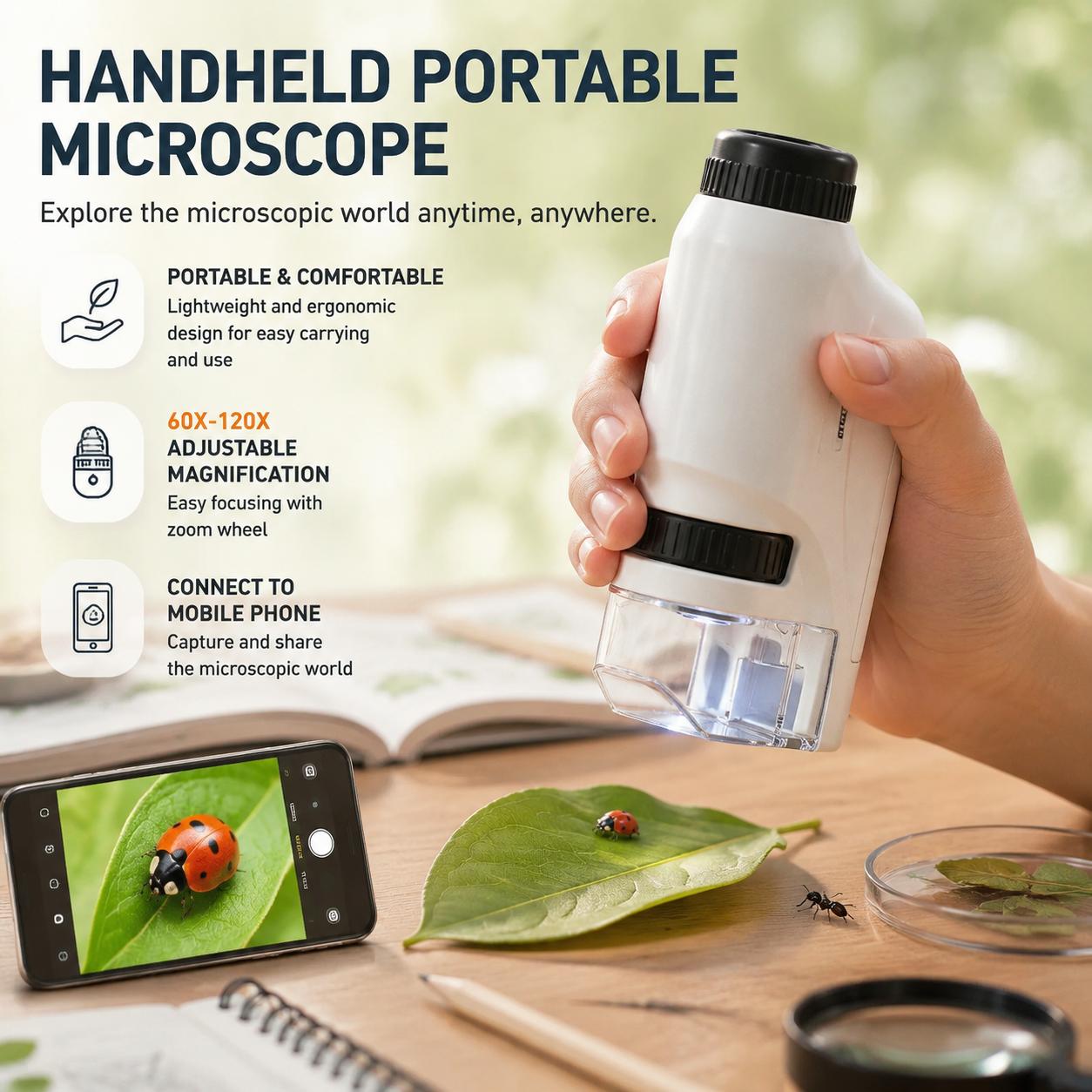 Mini Pocket Microscope 60x 120 - đánh giá và giá Microscope Kids Science