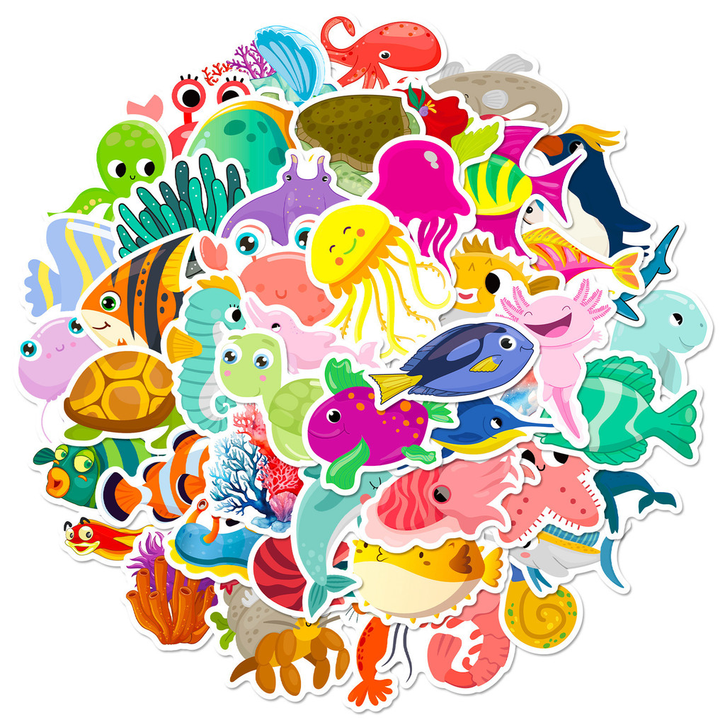 50Pcs Marine Life Stickers Dol - đánh giá và giá Kids Toys Stores