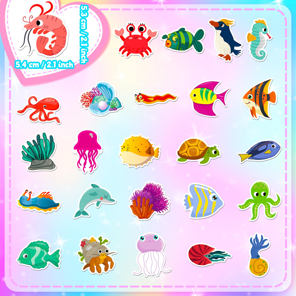 50Pcs Marine Life Stickers Dol - đánh giá và giá Kids Toys Stores